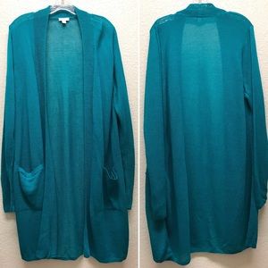 J JILL Linen Blend Open Cardigan Pockets NWOT